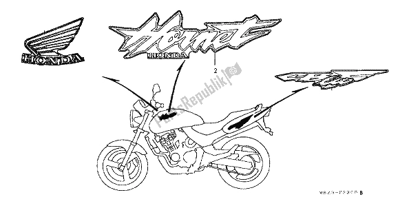 Alle onderdelen voor de Mark van de Honda CB 600F Hornet 1998