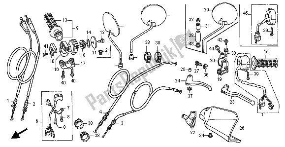 Todas las partes para Manejar La Palanca Y El Cable Del Interruptor de Honda XR 650R 2007