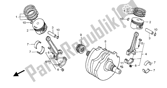 All parts for the Crankshaft & Piston of the Honda NT 650V 2001