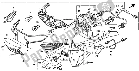 All parts for the Taillight of the Honda XL 125V 2011