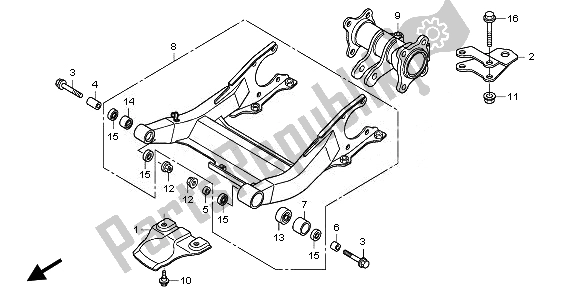 All parts for the Swingarm of the Honda TRX 420 FE Fourtrax Rancher 4X4 ES 2010