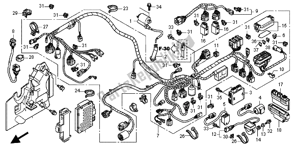 Todas as partes de Chicote De Fios do Honda TRX 420 FE Fourtrax Rancer 4X4 ES 2012