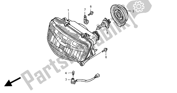 Alle onderdelen voor de Koplamp (uk) van de Honda NT 650V 2000