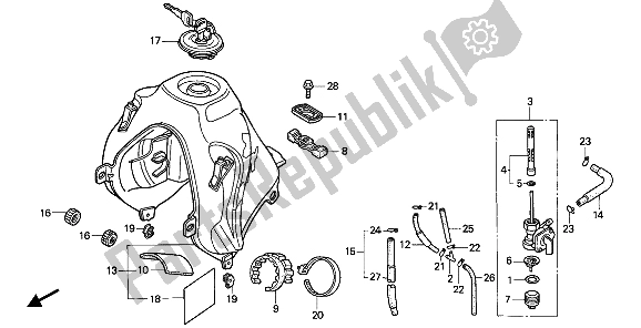 All parts for the Fuel Tank of the Honda NX 650 1992