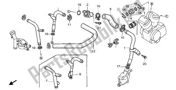 Tutte le parti per il Tubo Dell'acqua del Honda VT 1100C2 1995