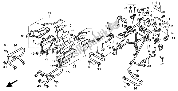 All parts for the Engine Guard of the Honda GL 1500A 1996