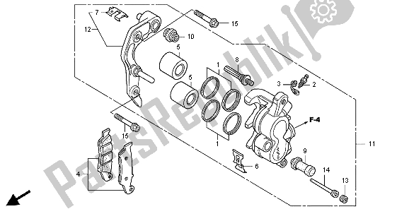 All parts for the Front Brake Caliper of the Honda CRF 250X 2004