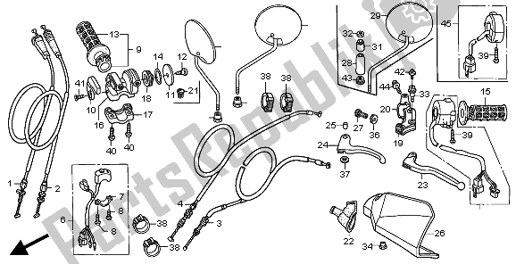 Todas las partes para Manejar Palanca E Interruptor Y Cable de Honda XR 650R 2001