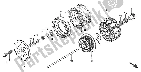 All parts for the Clutch of the Honda CRF 450X 2005