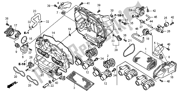 All parts for the Air Cleaner of the Honda CB 600F3 Hornet 2009