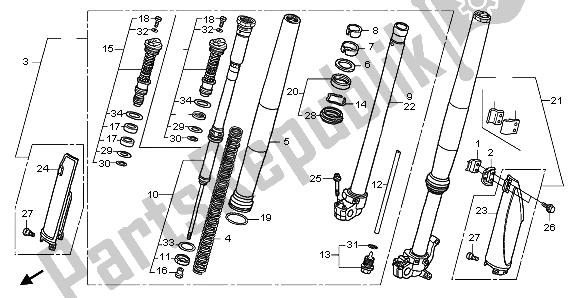 All parts for the Front Fork of the Honda CRF 450R 2002