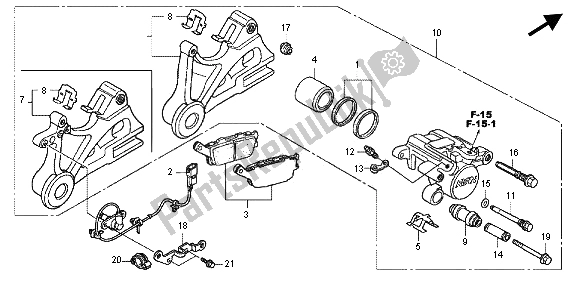 All parts for the Rear Brake Caliper of the Honda CBF 1000 FT 2012