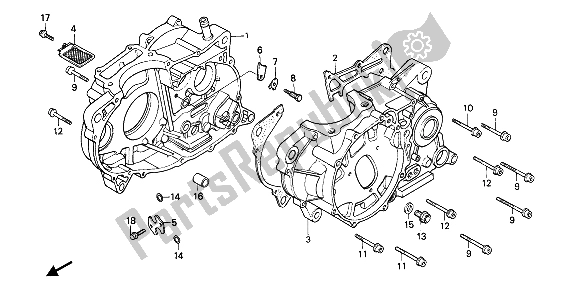 All parts for the Crankcase of the Honda XBR 500S 1988