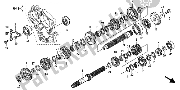 All parts for the Transmission of the Honda CBF 1000F 2012