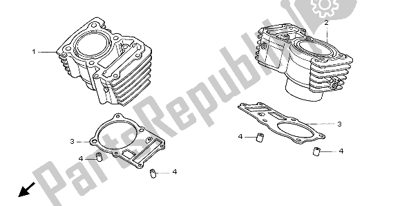 All parts for the Cylinder of the Honda XL 600V Transalp 1998