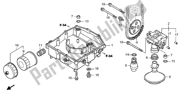 All parts for the Oil Pump of the Honda VFR 800 2010