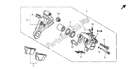 Tutte le parti per il Pinza Freno Posteriore del Honda CBR 600F 2012