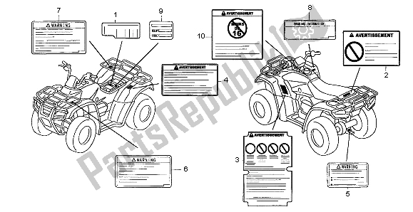 All parts for the Caution Label of the Honda TRX 350 FE Fourtrax 4X4 ES 2004