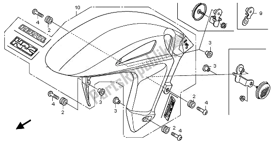 Tutte le parti per il Parafango Anteriore del Honda CBR 1000 RA 2010