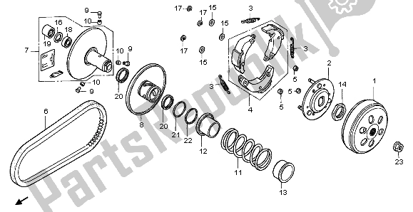 Todas as partes de Rosto Dirigido do Honda SCV 100F 2007