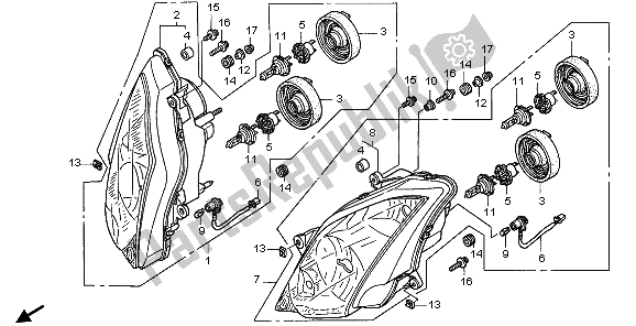 All parts for the Headlight (uk) of the Honda VFR 800A 2009