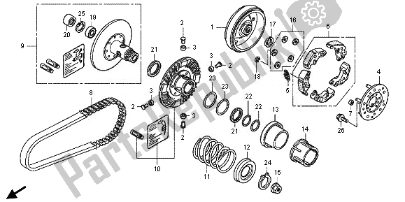 All parts for the Driven Face of the Honda FJS 600A 2011
