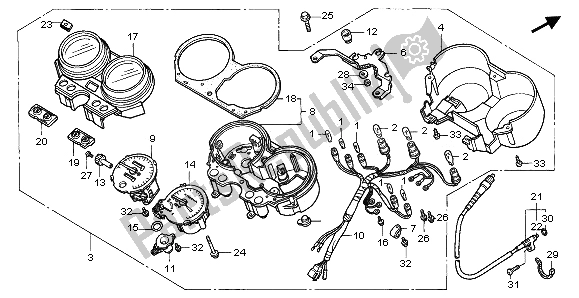 Toutes les pièces pour le Mètre (kmh) du Honda NTV 650 1997