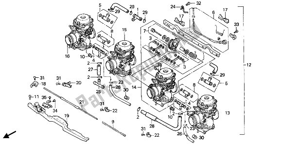 Todas las partes para Carburador (montaje) de Honda CBR 1000F 1992