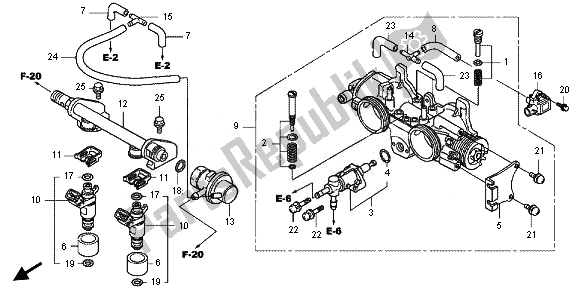All parts for the Throttle Body of the Honda FJS 600D 2011