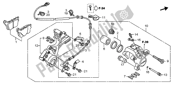 Wszystkie części do Zacisk Hamulca Tylnego Honda CBR 600 RA 2009