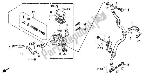 Todas as partes de Cilindro Mestre Do Freio Dianteiro do Honda CBR 125 RT 2013