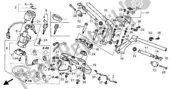 All parts for the Handle Pipe & Top Bridge of the Honda ST 1300 2002