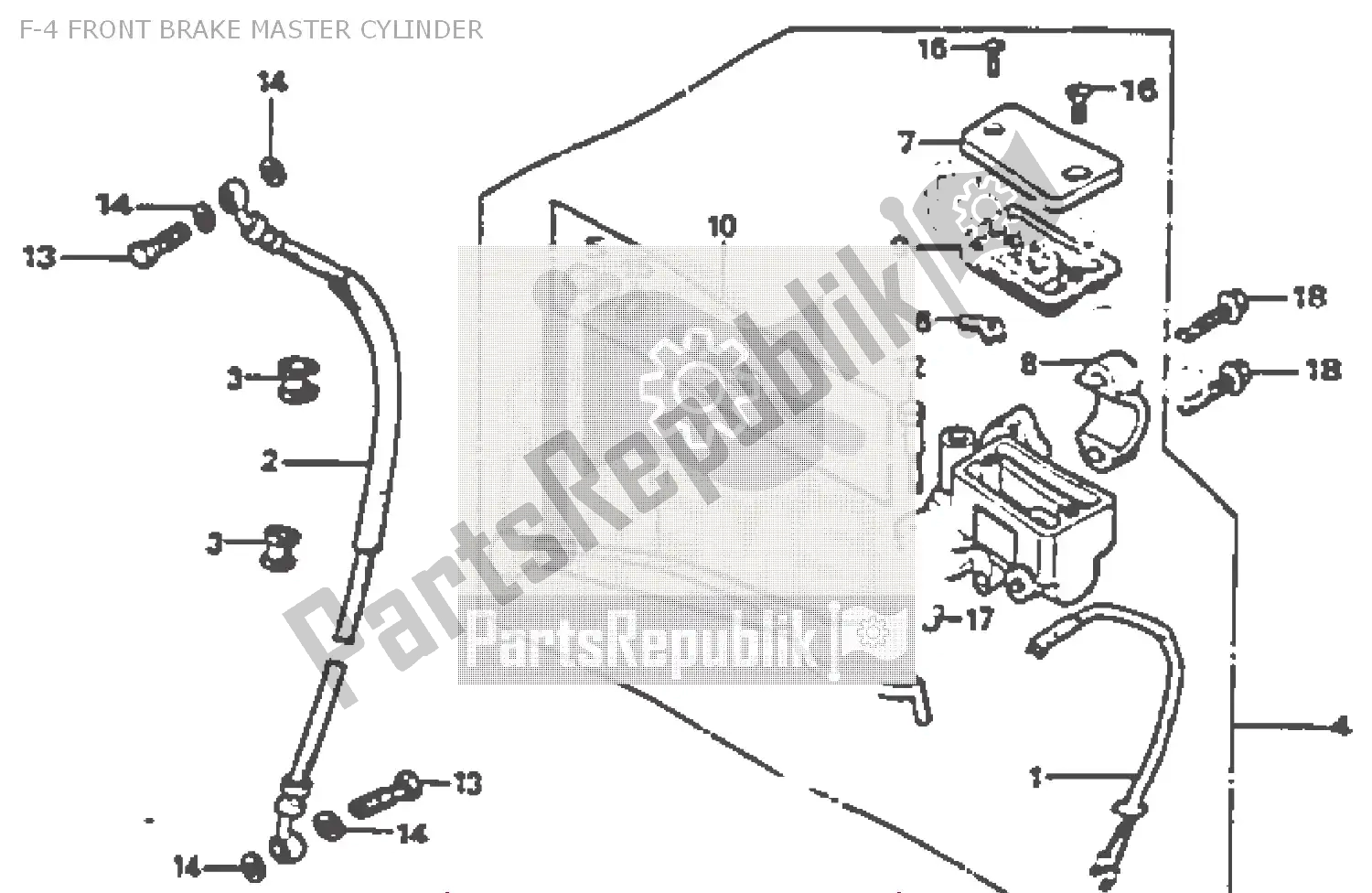 All parts for the F-4 Front Brake Master Cylinder of the Honda MBX 50 1985