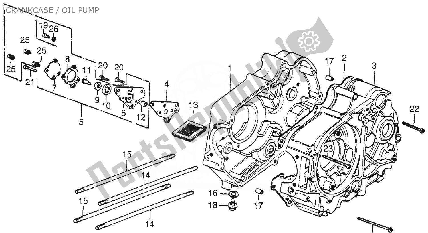 Todas as partes de Crankcase / Oil Pump do Honda CT 70 Trail 1981