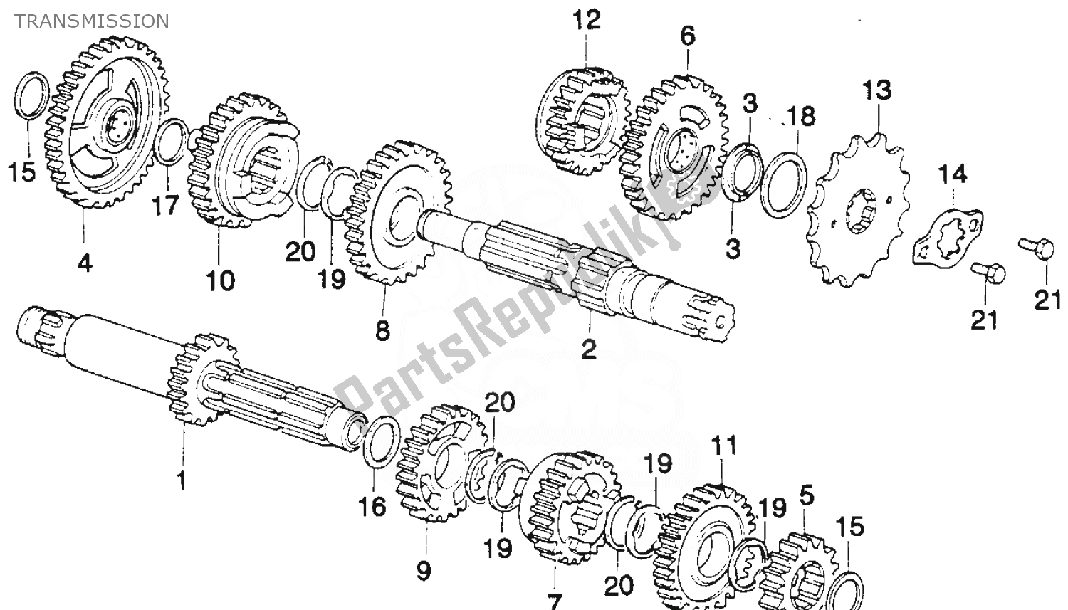 Tutte le parti per il Trasmissione del Honda MT 250 1974