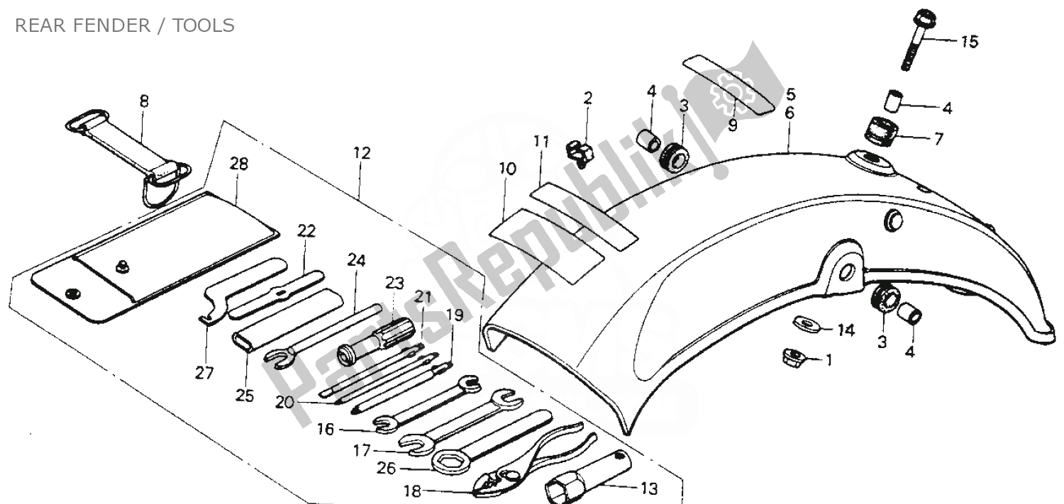 Todas las partes para Rear Fender / Tools de Honda MT 125 1974