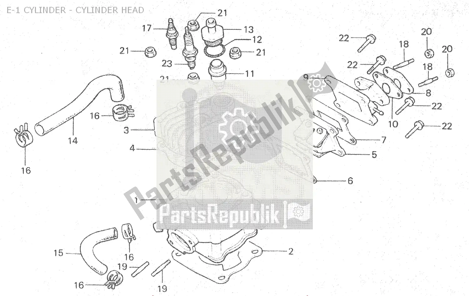 All parts for the E-1 Cylinder - Cylinder Head of the Honda MTX 80 1983