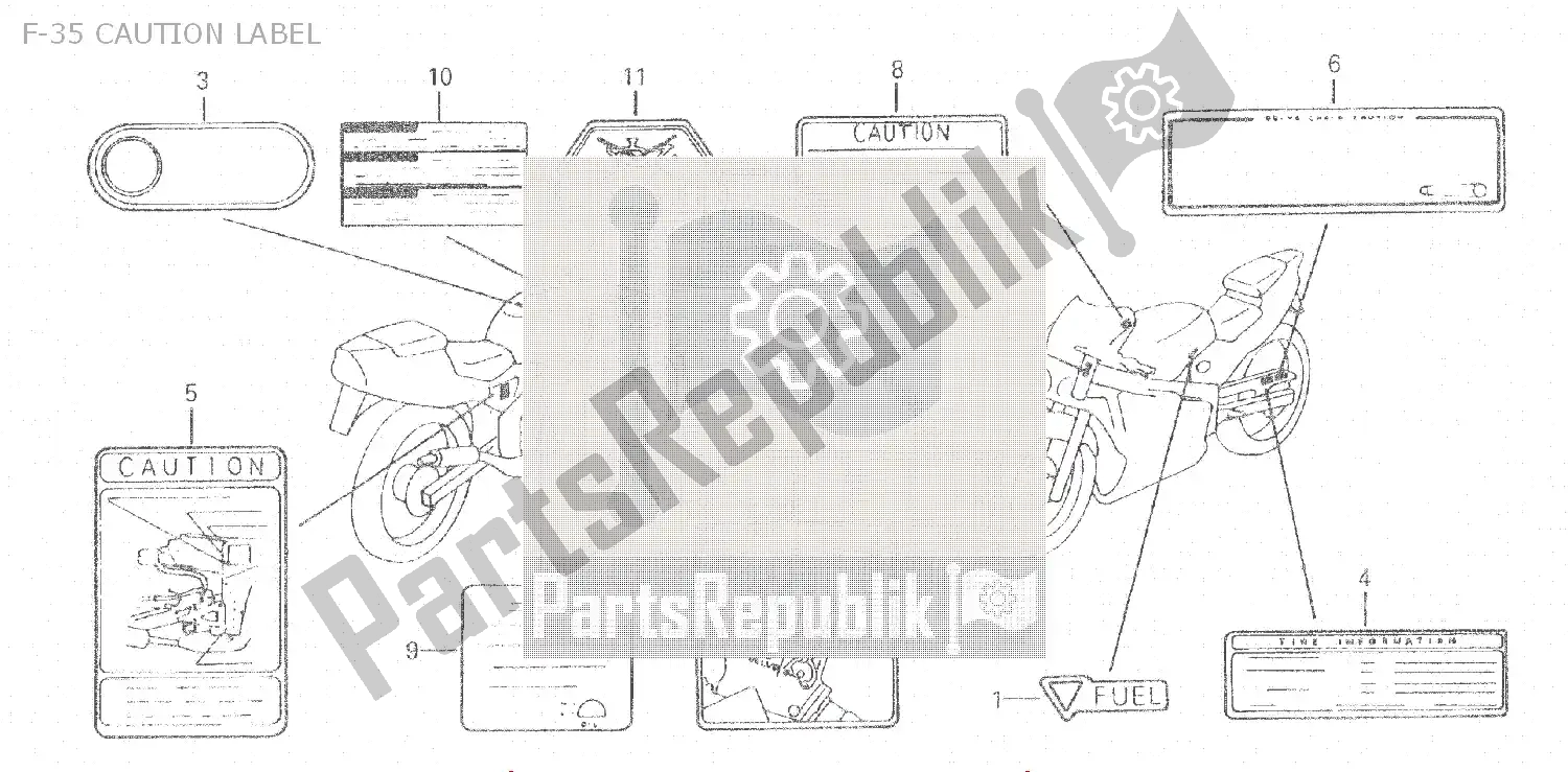 Wszystkie części do F-35 Caution Label Honda NSR 150 1993