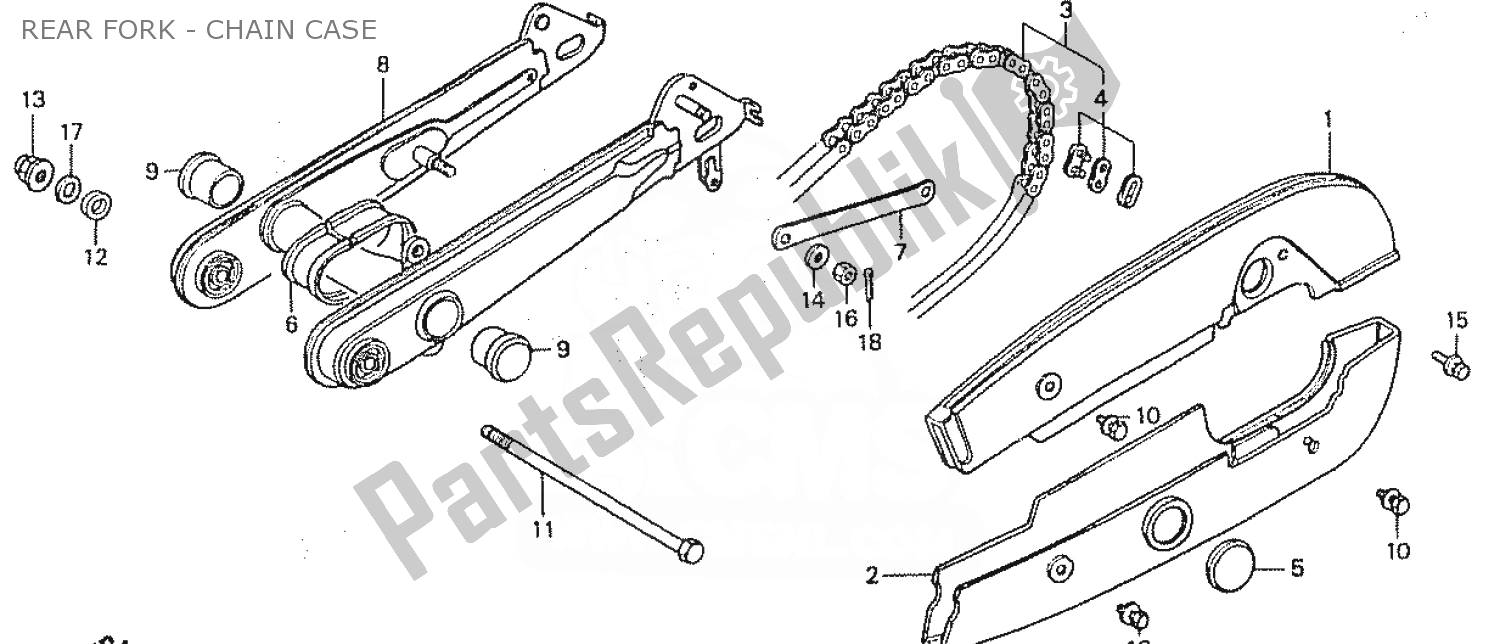 Todas as partes de Rear Fork - Chain Case do Honda C 50 CUB 1999