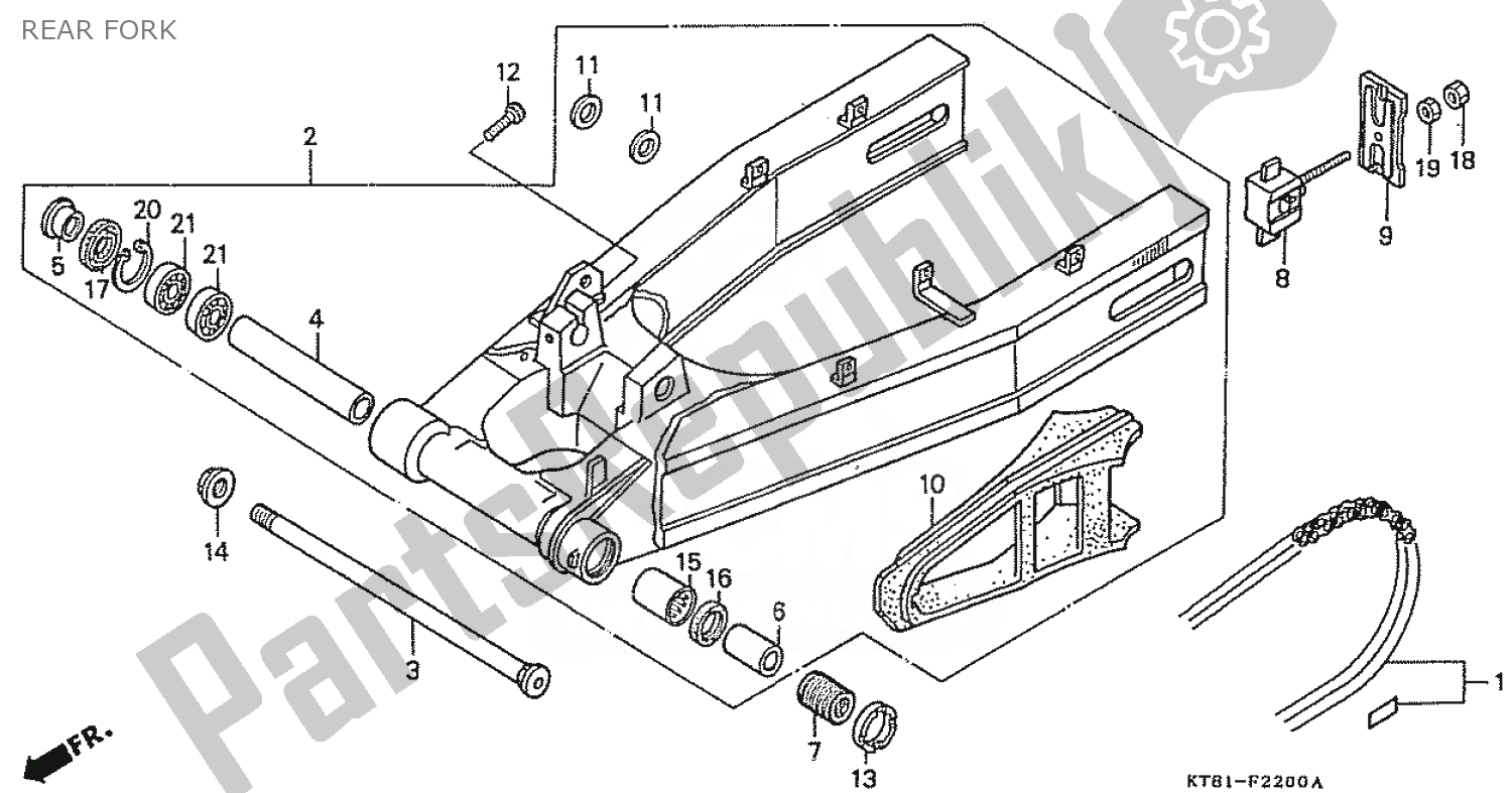 Todas las partes para Horquilla Trasera de Honda CBR 400 RR 1986