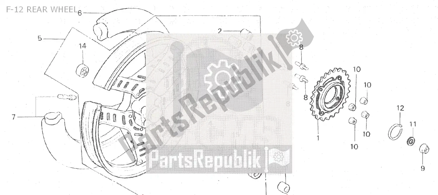 Tutte le parti per il F-12 Rear Wheel del Honda MBX 125 1984