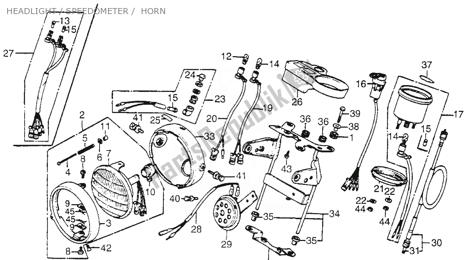 Todas as partes de Headlight / Speedometer / Horn do Honda CT 70 Trail 1981