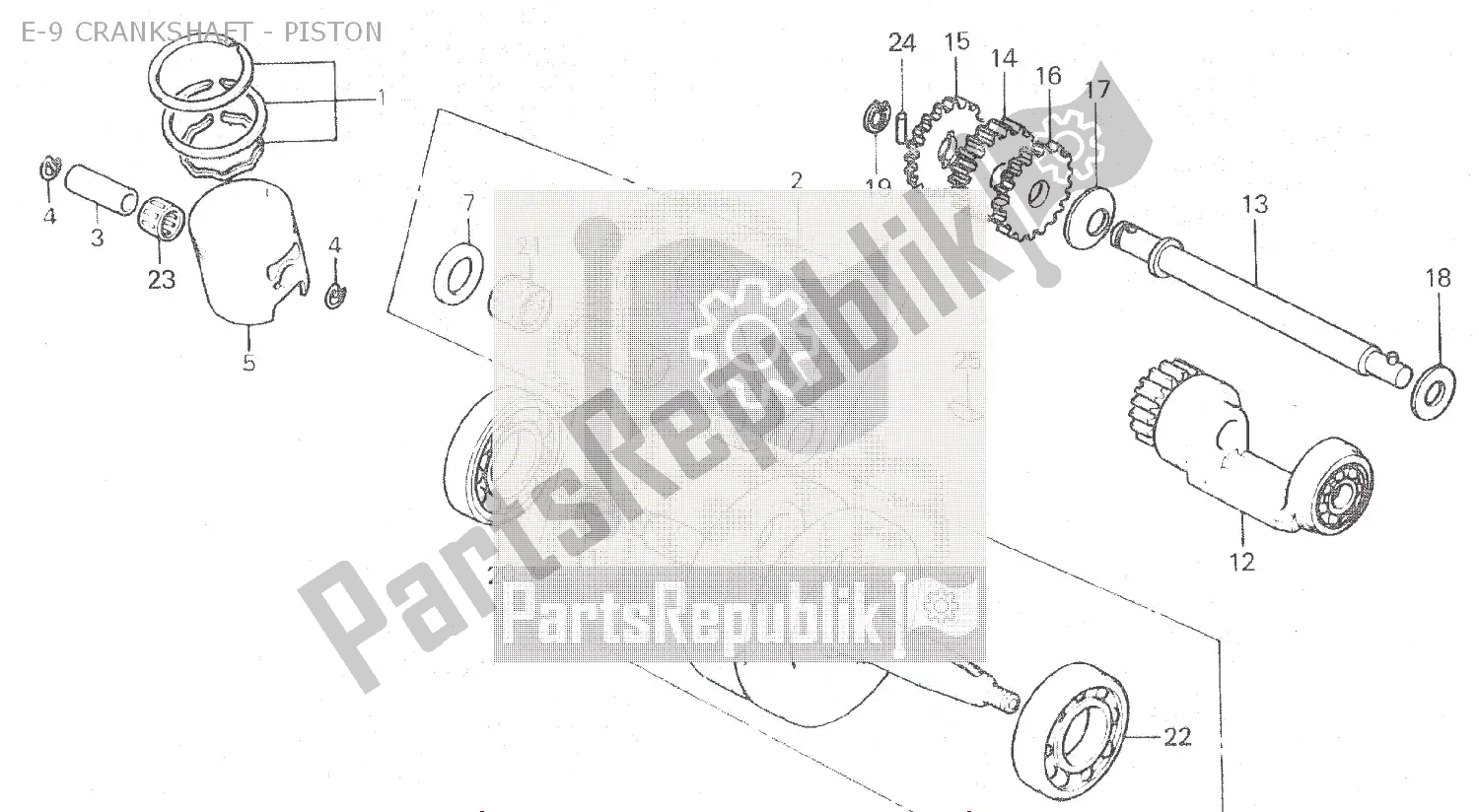 Toutes les pièces pour le E-9 Crankshaft - Piston du Honda MBX 125 1984