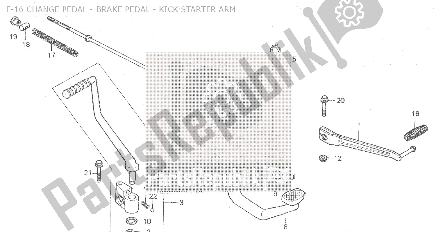 Toutes les pièces pour le F-16 Change Pedal - Brake Pedal - Kick Starter Arm du Honda MB 80 1981