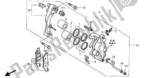 All parts for the Front Brake Caliper of the Honda XR 650R 2003