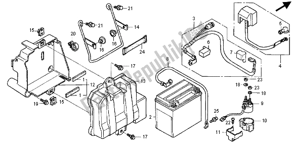 Toutes les pièces pour le Batterie du Honda TRX 680 FA Fourtrax Rincon 2012