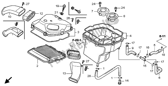 All parts for the Air Cleaner of the Honda GL 1800 2010