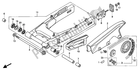 All parts for the Swingarm of the Honda CBR 1000F 1994