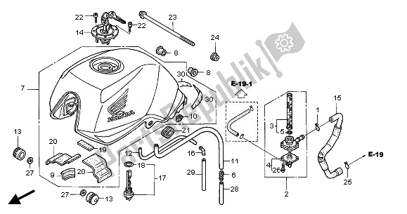 Alle onderdelen voor de Benzinetank van de Honda CBF 500 2008