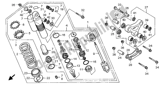 All parts for the Rear Cushion of the Honda CR 80 RB LW 1999